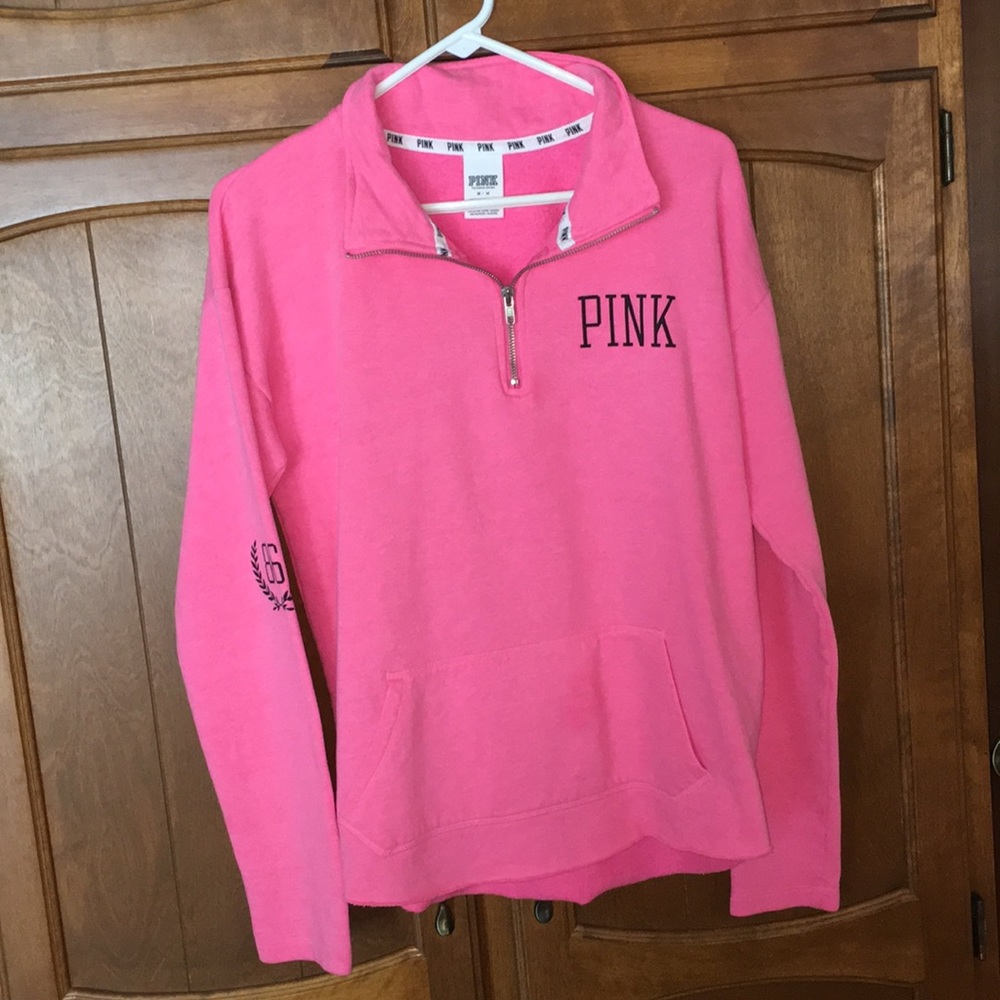 Pink quarter zip sweatshirt